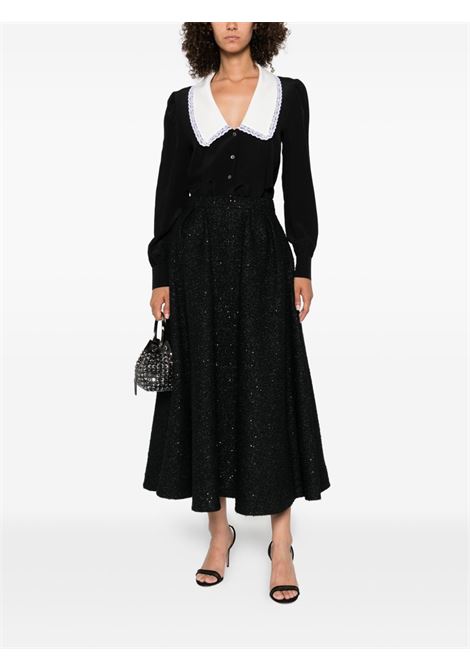 Black lace-trimmed collared blouse Alessandra Rich - women ALESSANDRA RICH | FABX4094F30570900